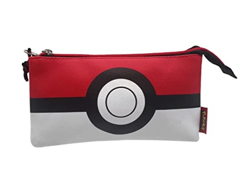 Pokémon - Potrójny Piórnik, 5 Przegródek, Przybory Szkolne, Etui, Pokeball, Biało-Czerwony, Produkt Oficjalny (Marki Cyp)