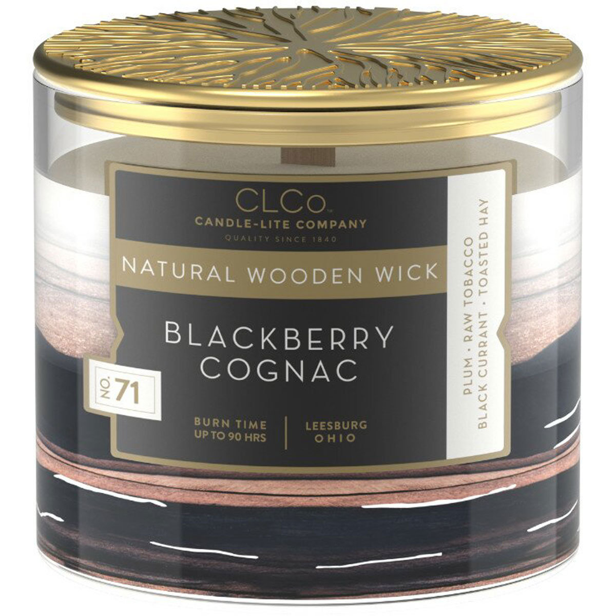 Świeca zapachowa drewniany knot Blackberry Cognac Candle-lite 396 g