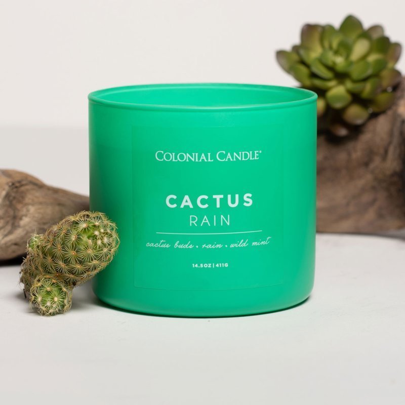 Sojowa świeca zapachowa w szkle 3 knoty Colonial Candle 411 g - Kaktus Cactus Rain