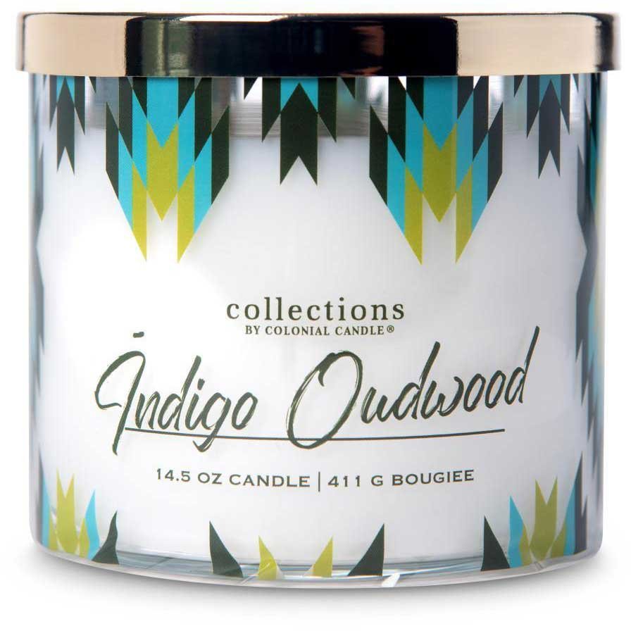 Sojowa świeca zapachowa w szkle 3 knoty Colonial Candle Desert Collection 411 g Kadzidło Indigo Oudwood
