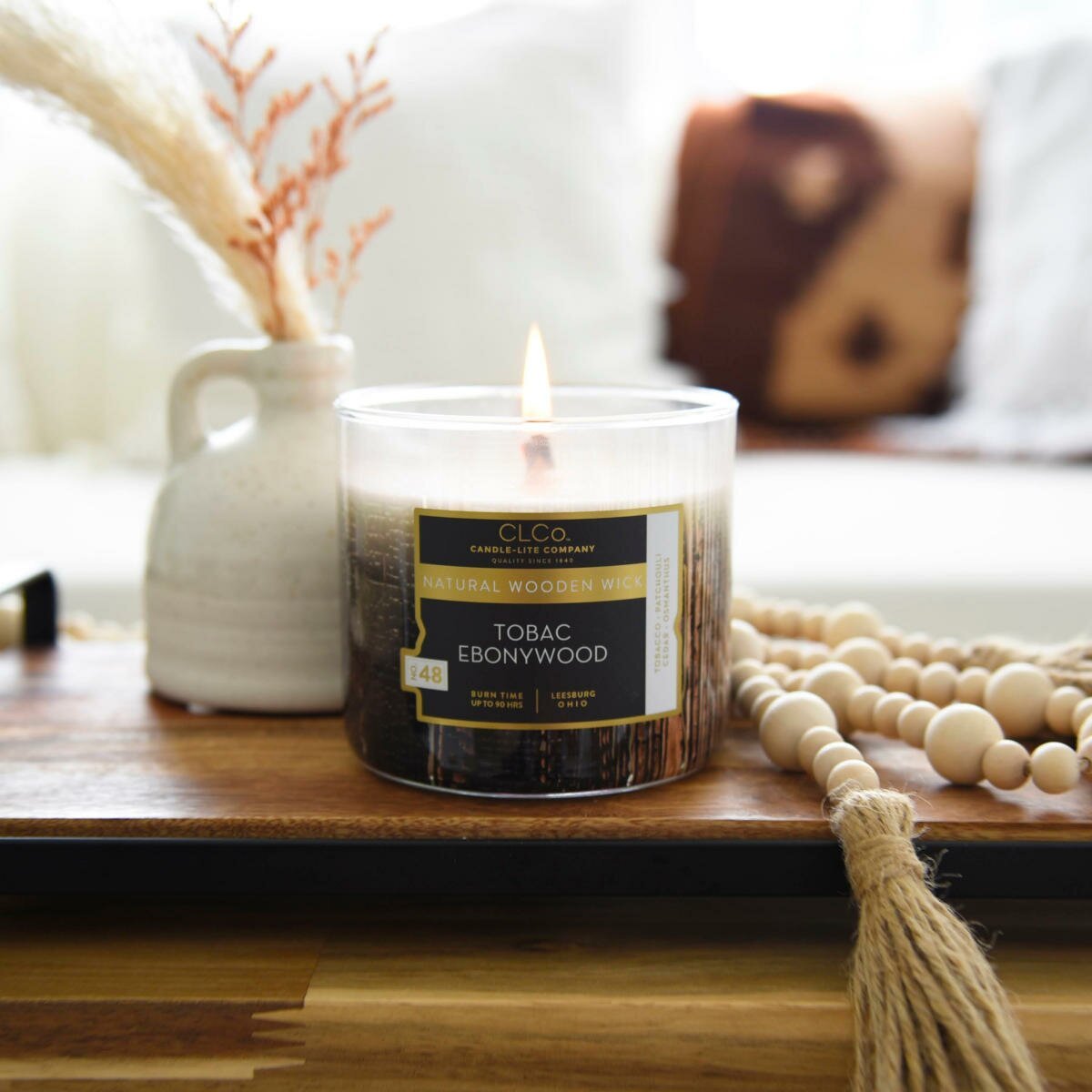 Świeca zapachowa drewniany knot Tobac Ebonywood Candle-lite 396 g