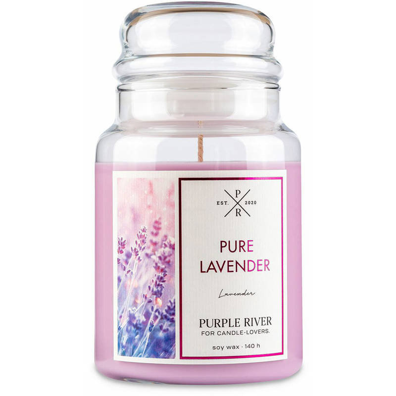 Świeca zapachowa sojowa w szkle duża Purple River 623 g Lawenda