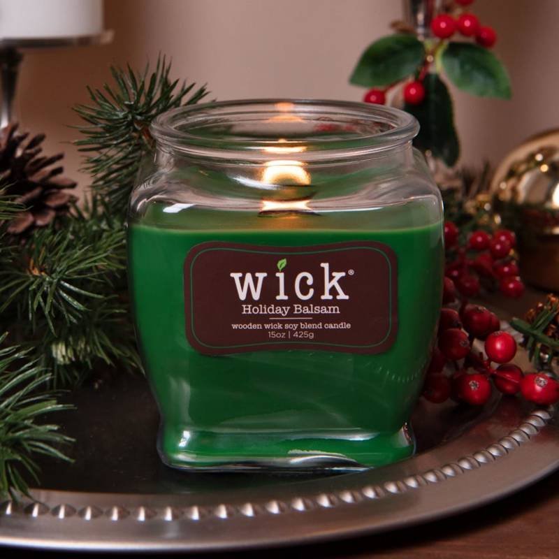 Sojowa świeca zapachowa zimowa drewniany knot Colonial Candle Wick 425 g - Choinka Holiday Balsam