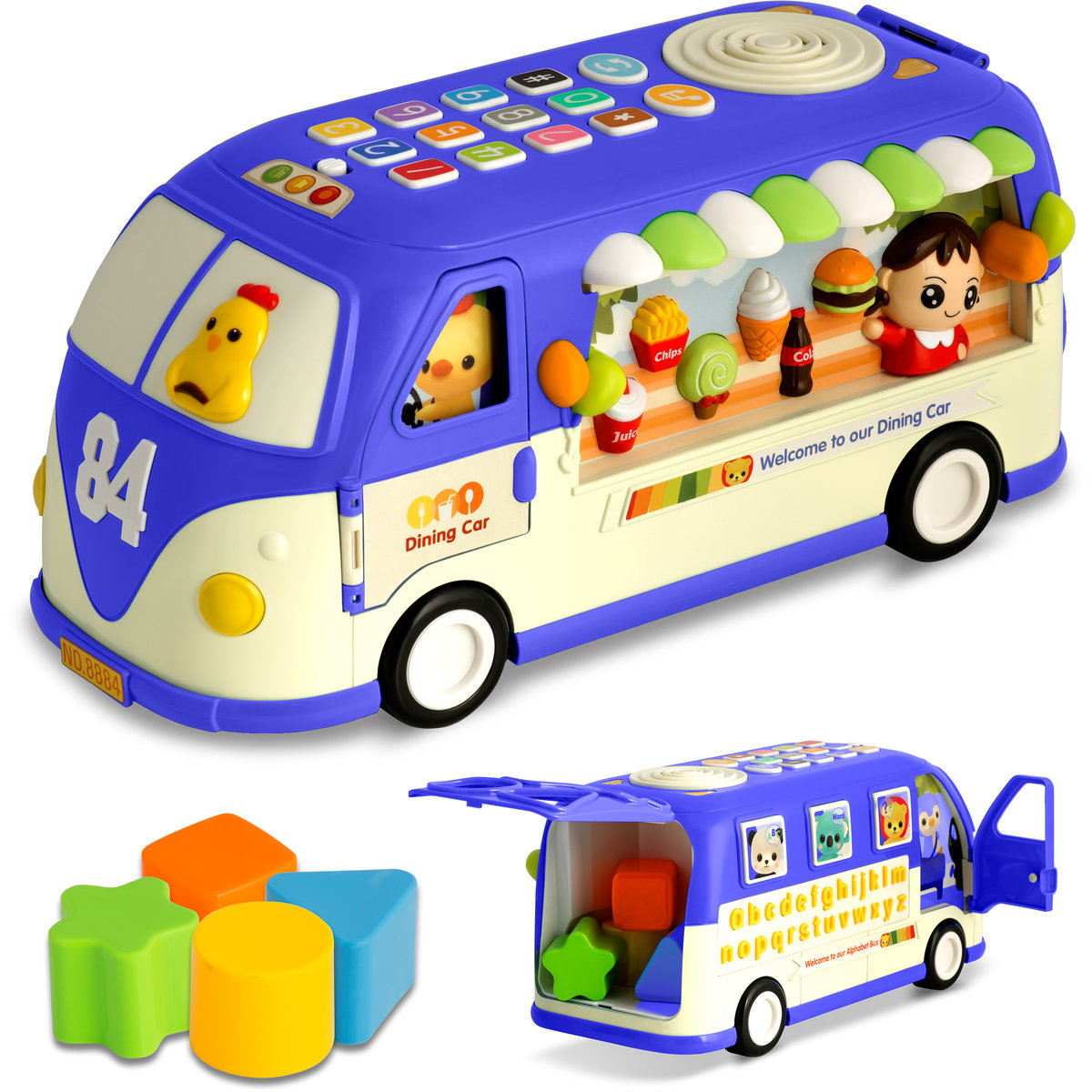 Zabawka interaktywna edukacyjna autobus samochodzik sorter z muzyką Ricokids