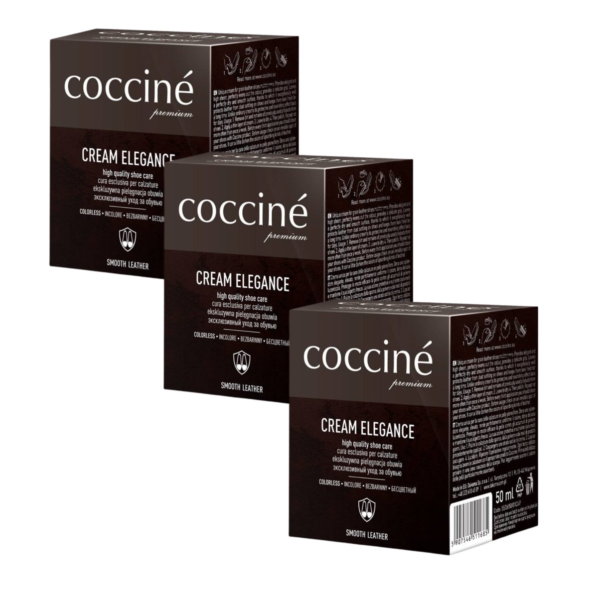 3x Cream Elegance do Obuwia 50 ml Bezbarwny 01