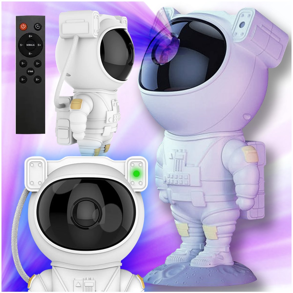 PROJEKTOR RZUTNIK GWIAZD ASTRONAUTA PILOT GAMING ROOM TIKTOK LAMPKA NOCNA