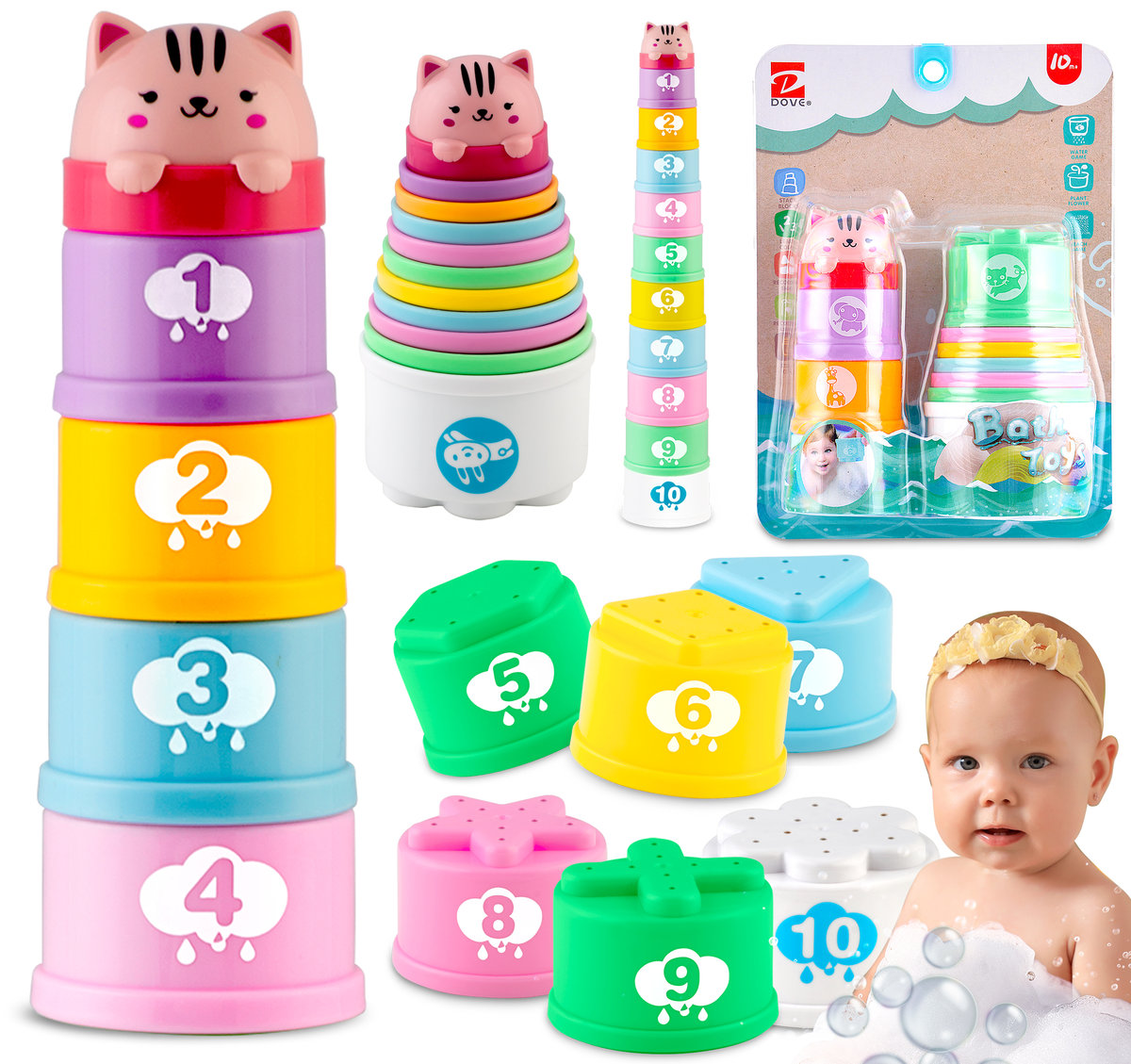 Zabawka do kąpieli pływająca zręcznościowa do wanny sorter 10w1 Ricokids