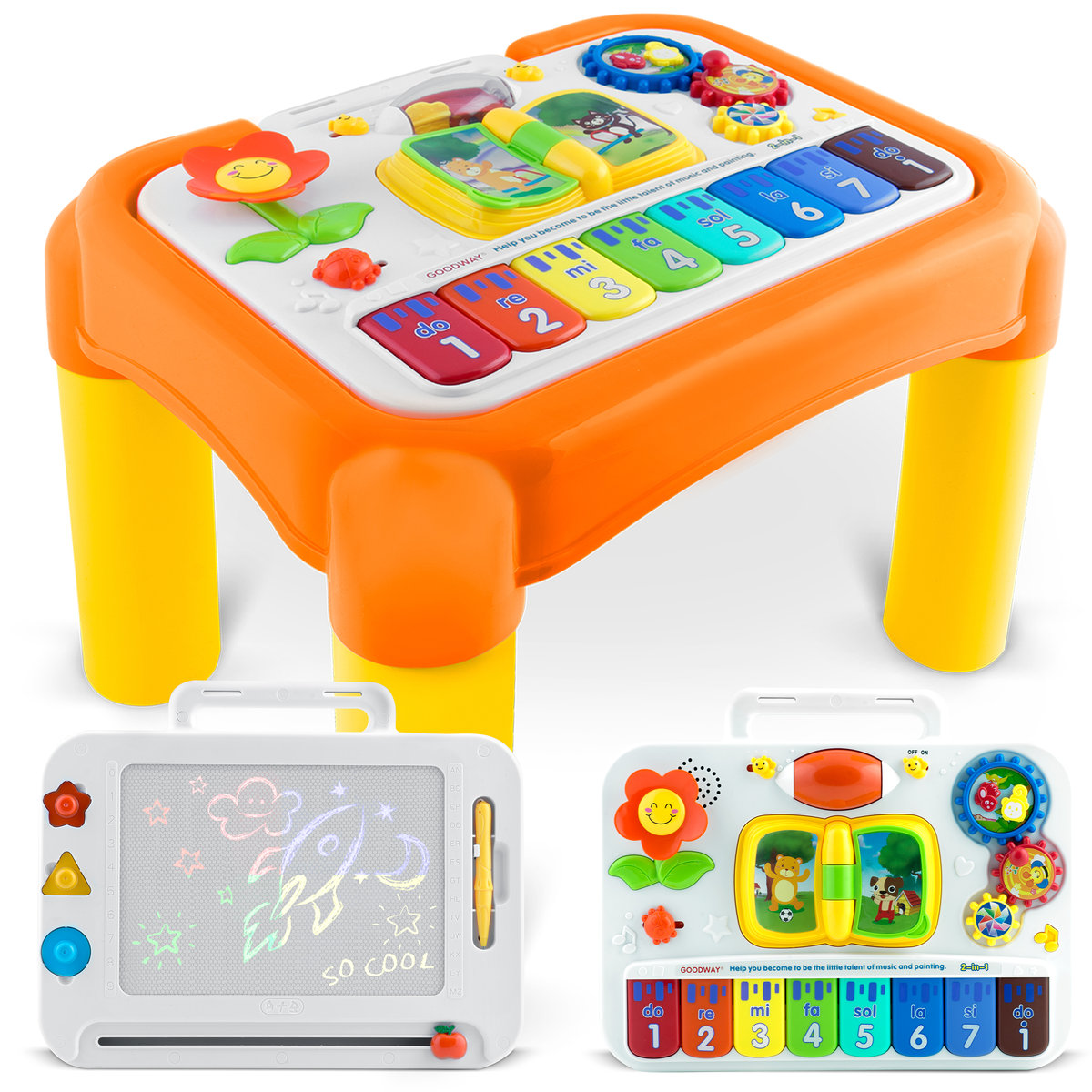Stolik interaktywny edukacyjny dla dzieci tablica zabawka piaskownica 3w1 Ricokids