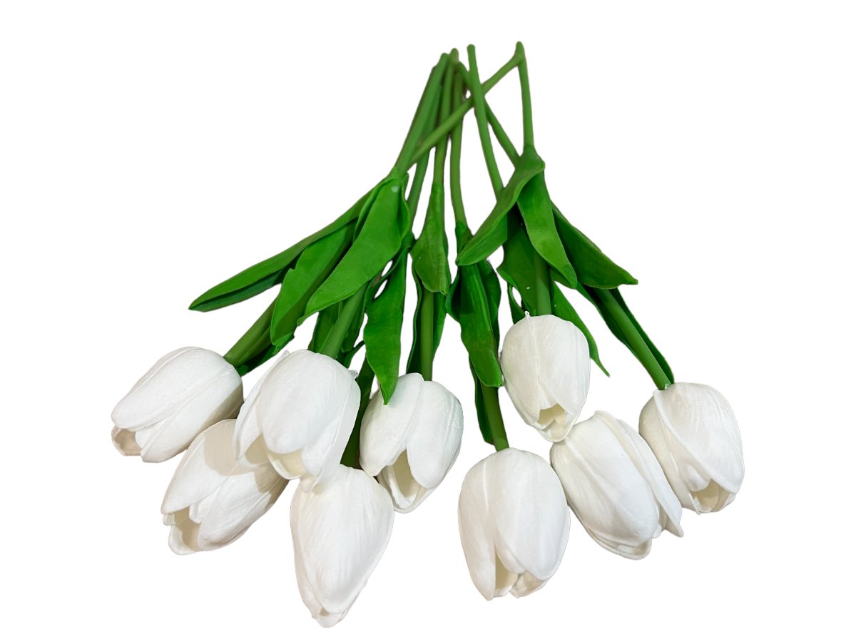 TULIPANY SILIKONOWE 9 SZTUK KWIATY SZTUCZNE BIAŁE