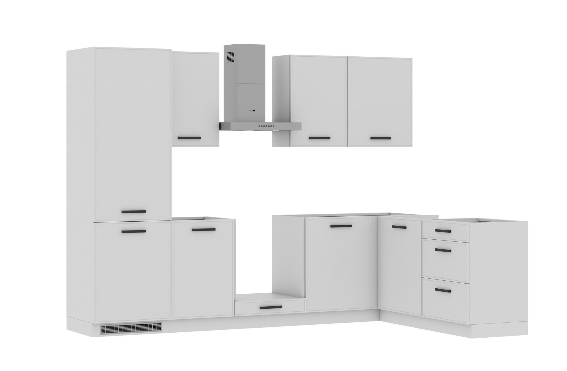 Zestaw Mebli Kuchennych Asti 280X180 Cm L/P Mdf Lakier Biały Mat Cichy Domyk Blum