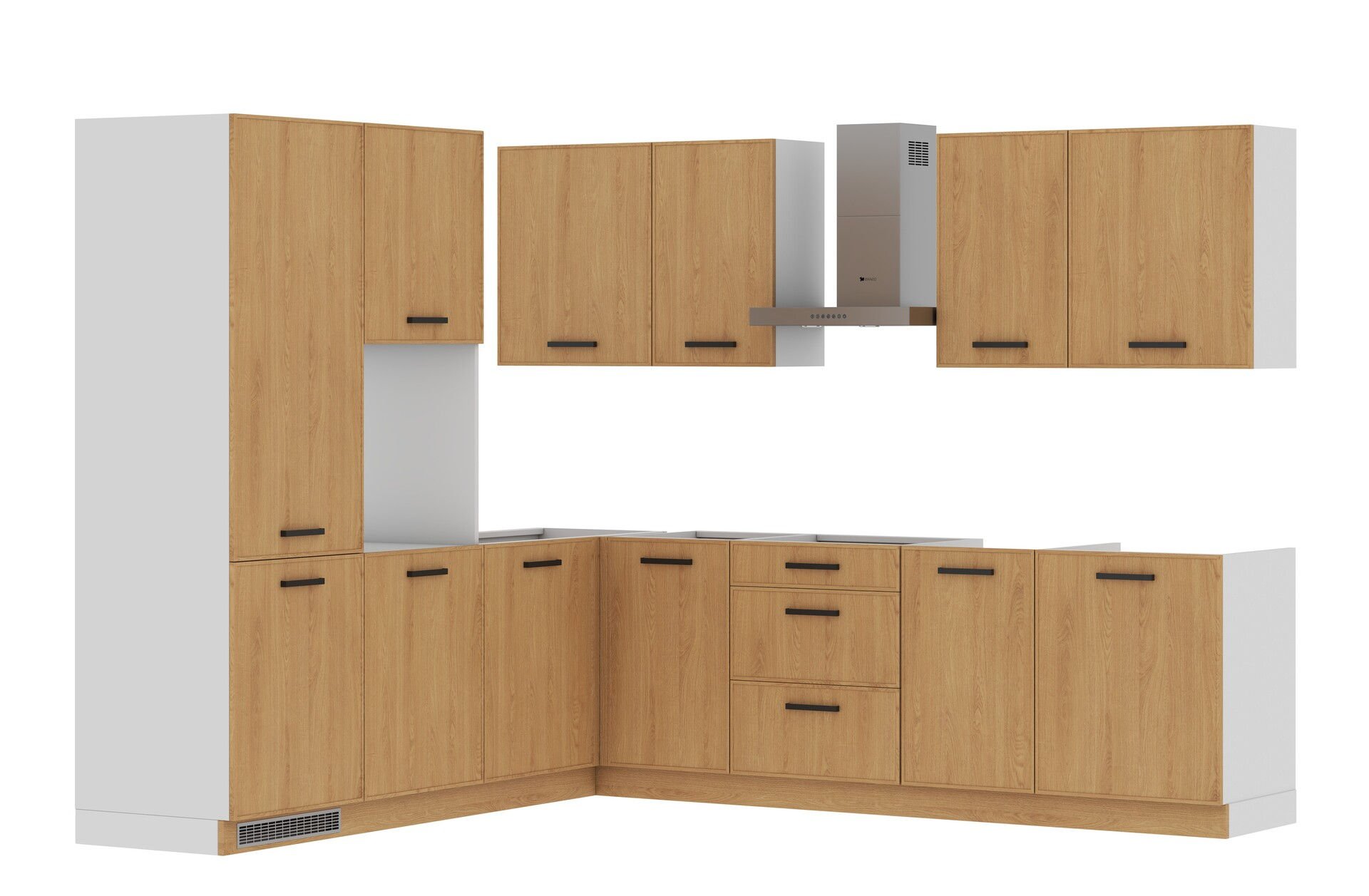 Zestaw Mebli Kuchennych Asti 240X270 Cm L/P Mdf Fornir Dąb Naturalny Cichy Domyk Blum