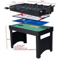 Stół sportowy 4 w 1 Jupiter (Piłkarzyki, Cymbergaj, Ping Pong, Billard)