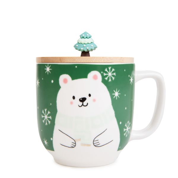 Kubek Świąteczny Moldy Z Misiem I Pokrywką 0,3 L