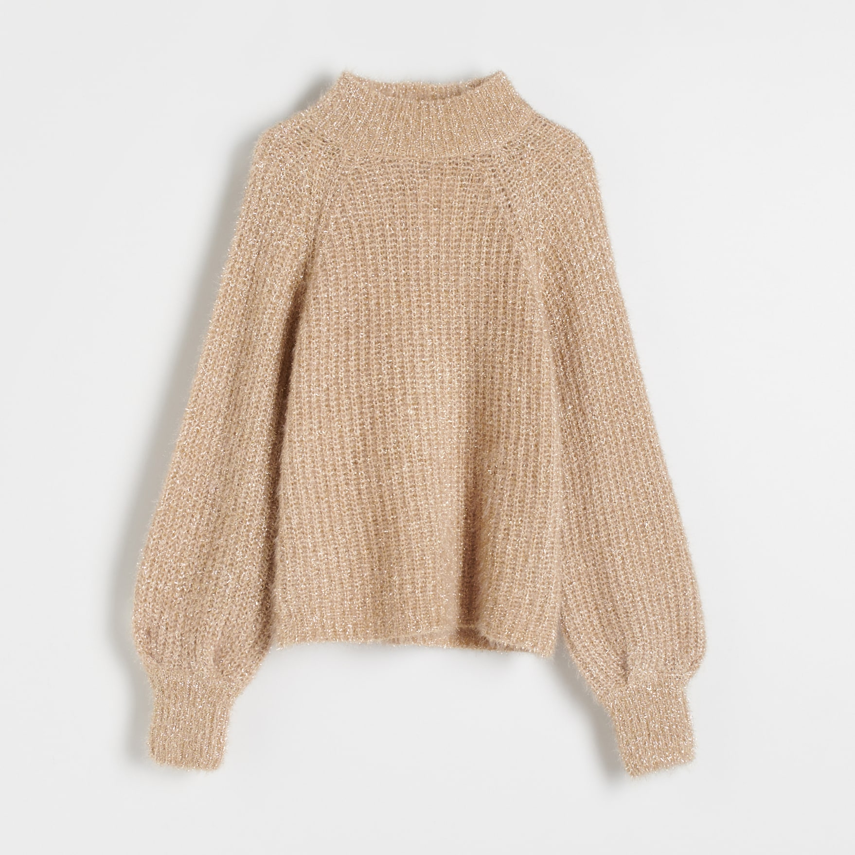 Opinie o Reserved - Sweter z metalizowanym włóknem - Złoty