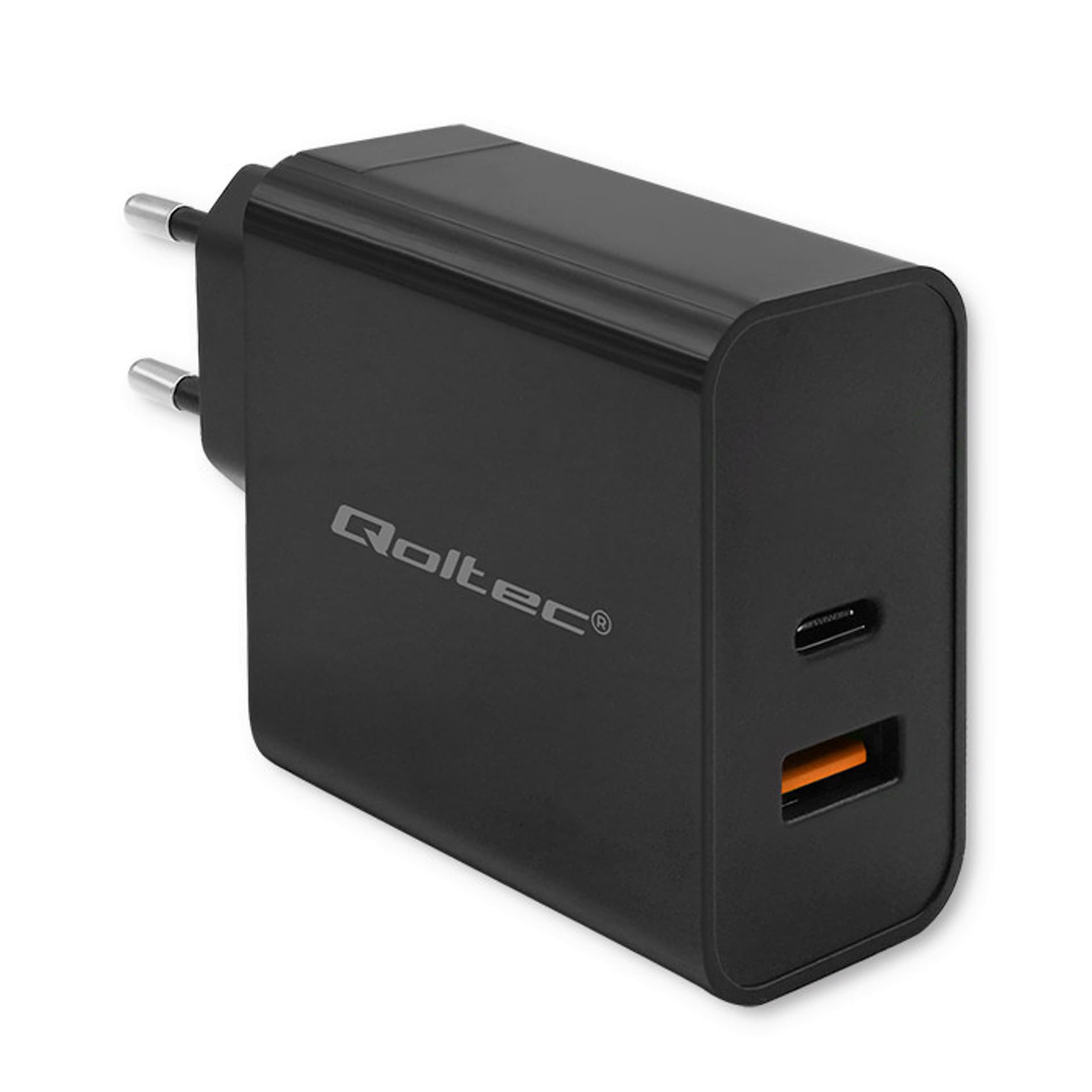 Qoltec Ładowarka Super Quick PD |1xUSB-C | 1xUSB | 65W | 5-20V | 1.5-3.25A |  Czarna