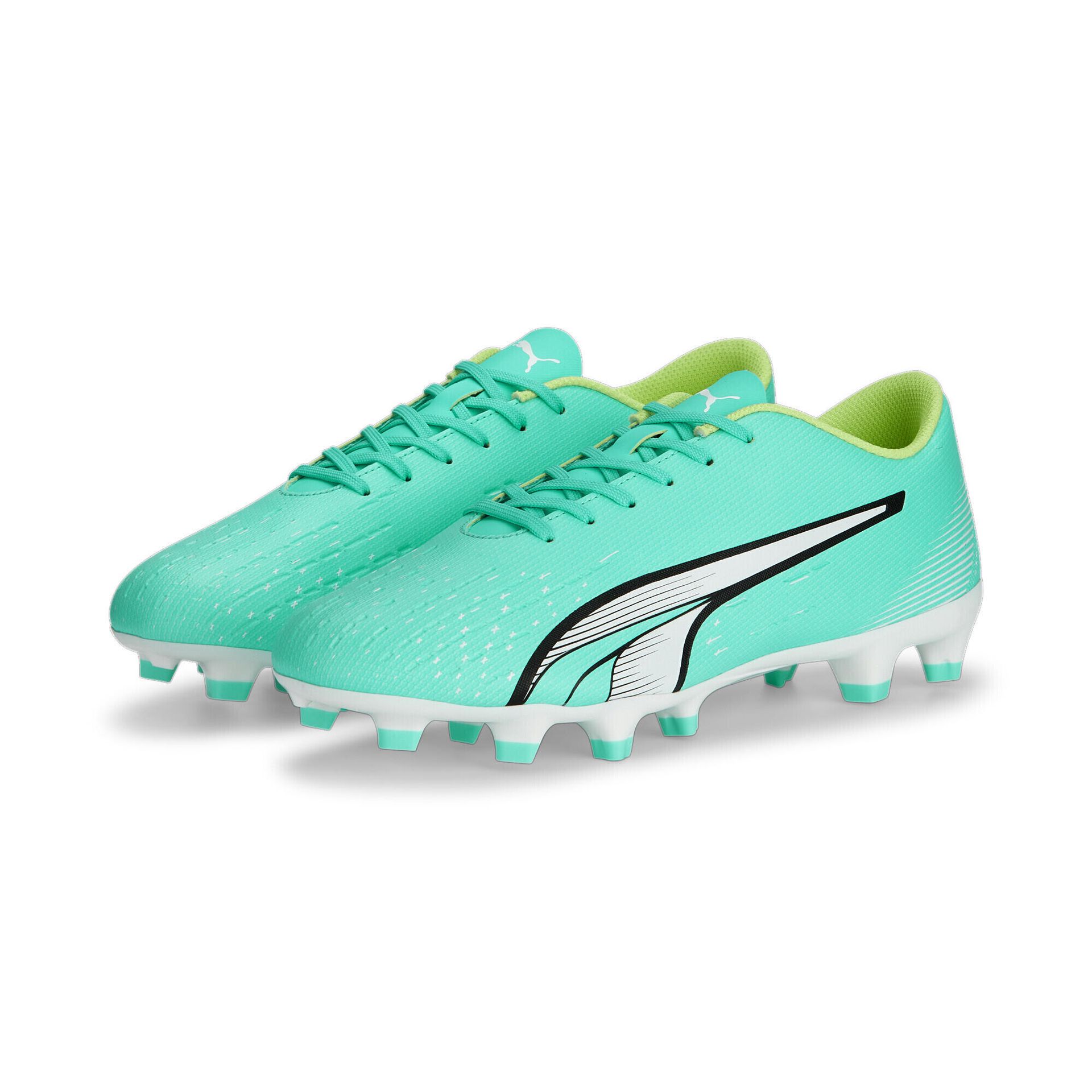 PUMA Męskie buty piłkarskie Ultra Play Fg/Ag, Elektryczna mięta PUMA biała szybka żółta, 42 EU