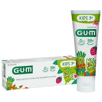 GUM Butler GUM Toothpaste Kids Monster - pasta do mycia zębów w formie żelu dla dzieci w wieku 2-6 lat, 50 ml, smak truskawkowy 3000