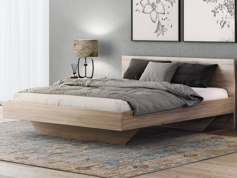 Łóżko lewitujące 140x200 dąb sonoma DM2 z płyty meblowej