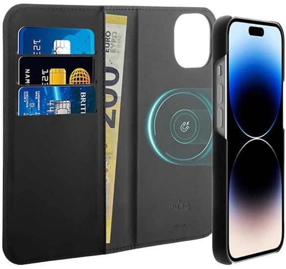 Etui z klapką Puro Wallet Detachable 2w1 do Apple iPhone 14 Plus Black (8018417440397)