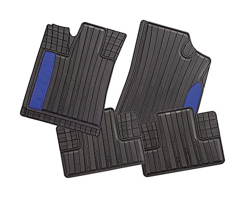 CarFashion SilverStone 264962 mata na każdą pogodę AB1, zestaw 4 sztuk, gumowa mata TPE, czarna, kolorowa wkładka w kolorze niebieskim Aruba | zestaw dywaników samochodowych bez uchwytu na matę