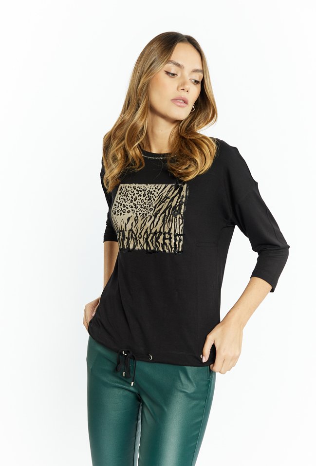 T-shirt z cekinowym napisem - Monnari
