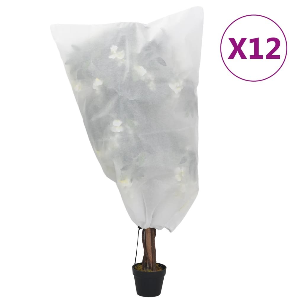 vidaXL Kaptury na rośliny, ze ściągaczami, 12 szt., 70 g/m², 0,8x0,8 m