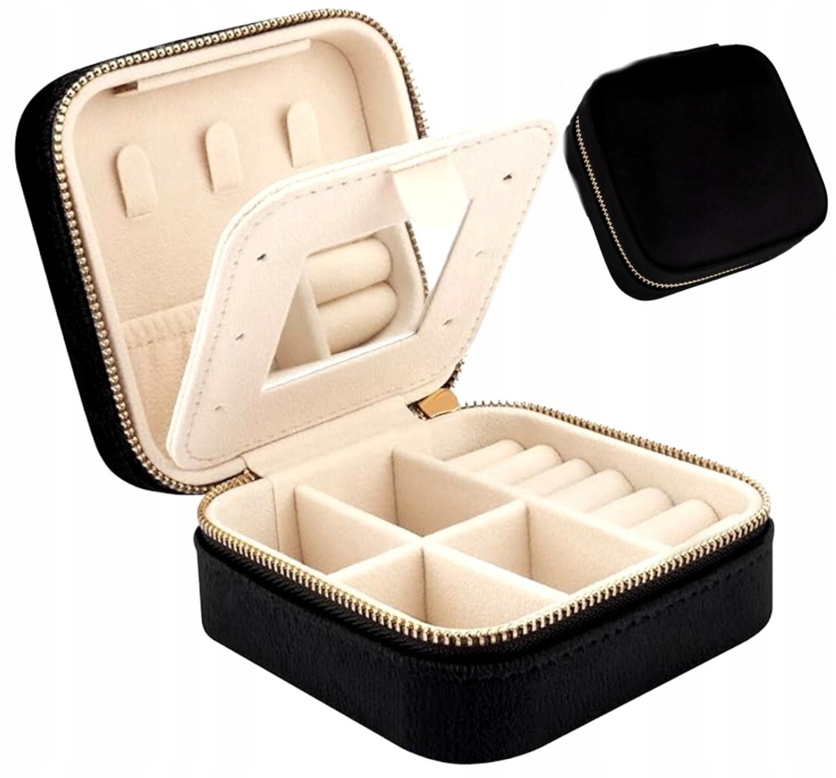 Szkatułka na biżuterię organizer pudełeczko z lusterkiem futerał kuferek