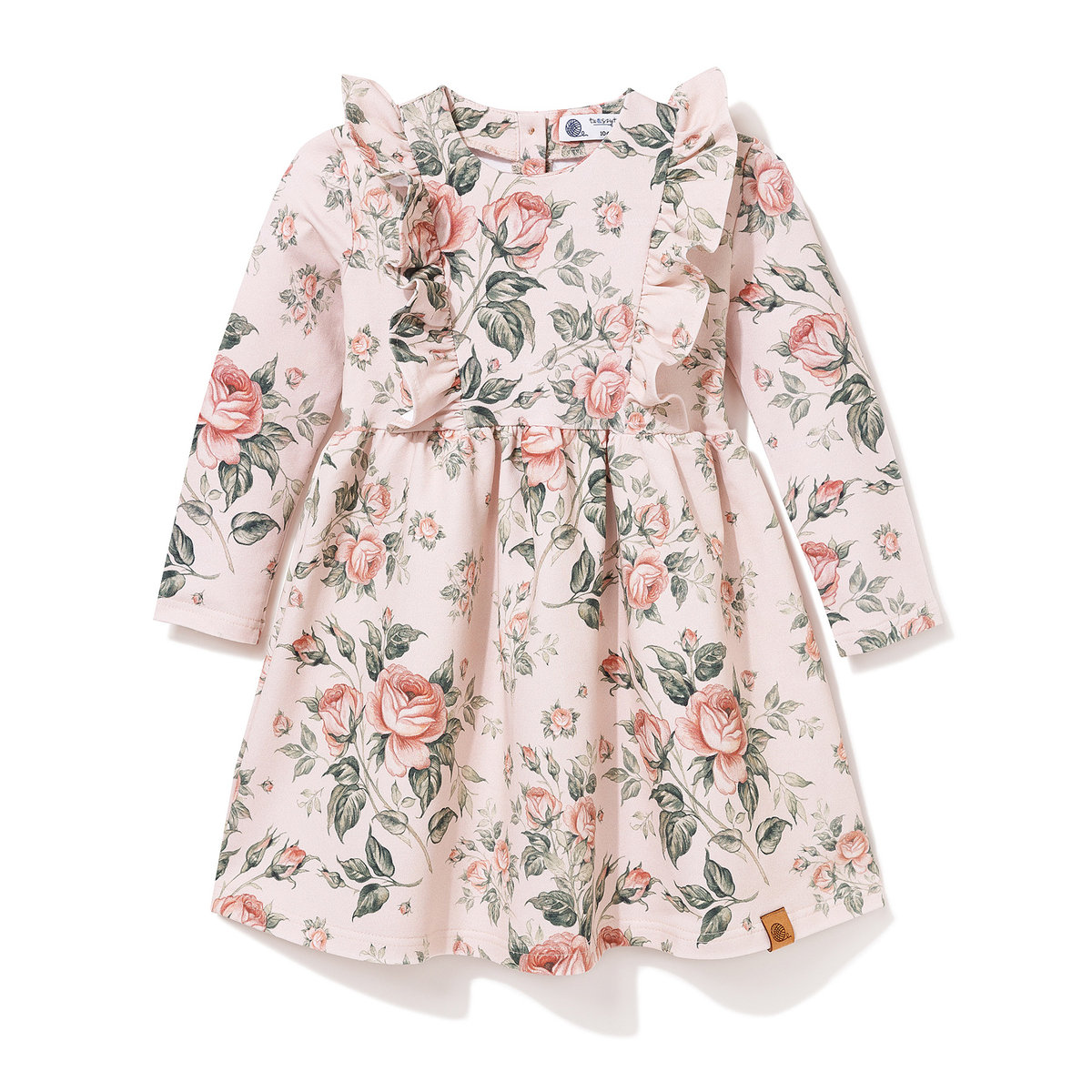 Sukienka bawełniana z falbanką Róże na beżu 110