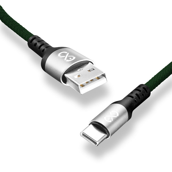 Kabel USB - USB-C eXc BRAID 1.2m, ciemno zielony