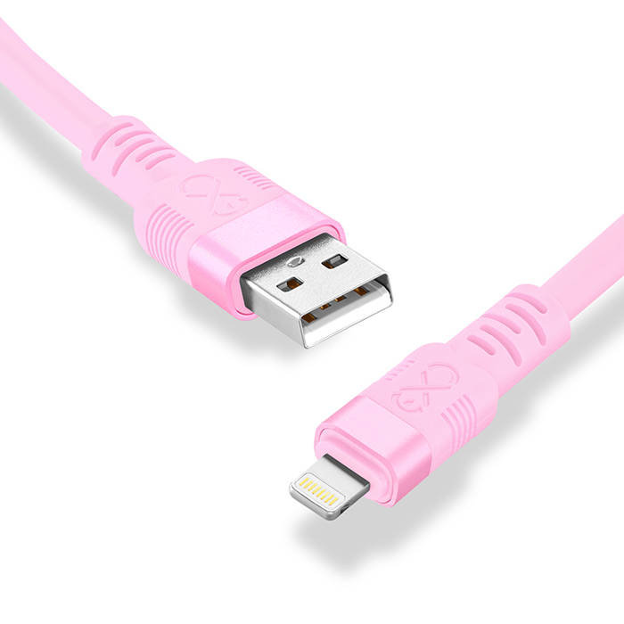 Kabel USBA-Lightning eXc WHIPPY Pro 0.9m pudrowy róż