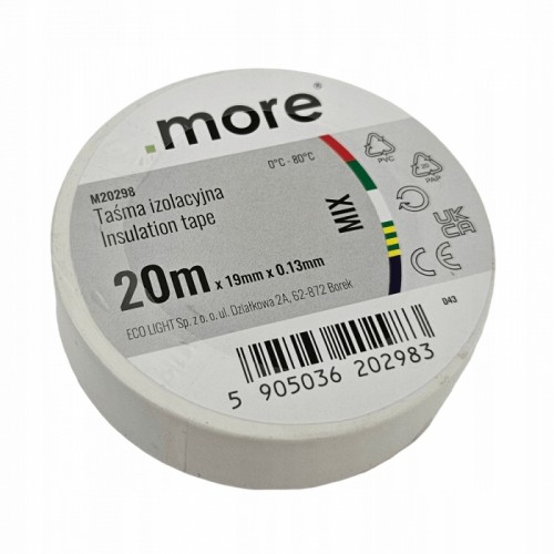 Taśma izolacyjna Ecolight 20mx19mmx0,13mm MIX10szt