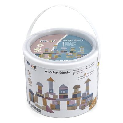 VIGA TOYS Zestaw drewnianych klocków w wiaderku - 60 elementów - PolarB 44010