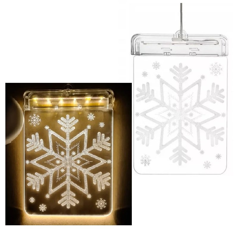 WITRAŻ LED BATERIE WISZĄCY LAMPKI ŚWIĄTECZNE ŚNIEŻYNKA