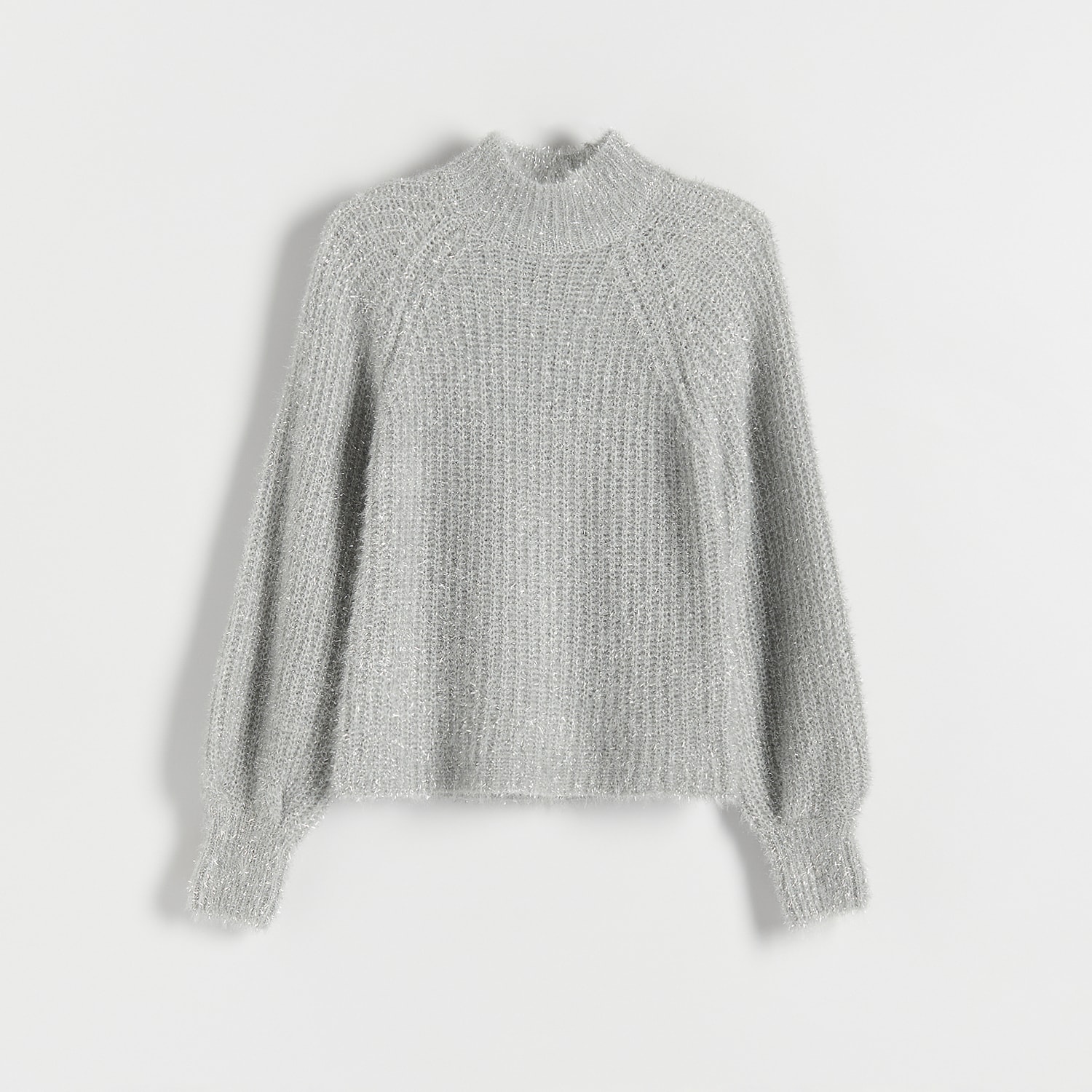 Reserved - Sweter z metalizowanym włóknem - Srebrny