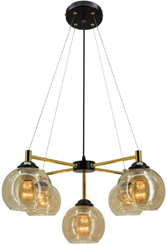 Vivien lampa wisząca 5xE27 czarna/złota 6301/5 BL TR