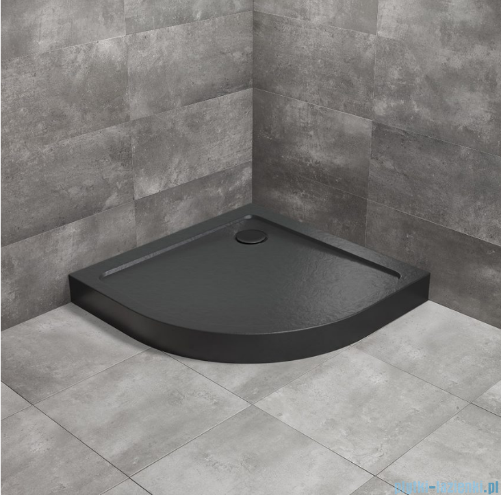 Radaway Doros A Compact Stone  brodzik półokrągły 90x90cm czarny SDRA9090-05-54S