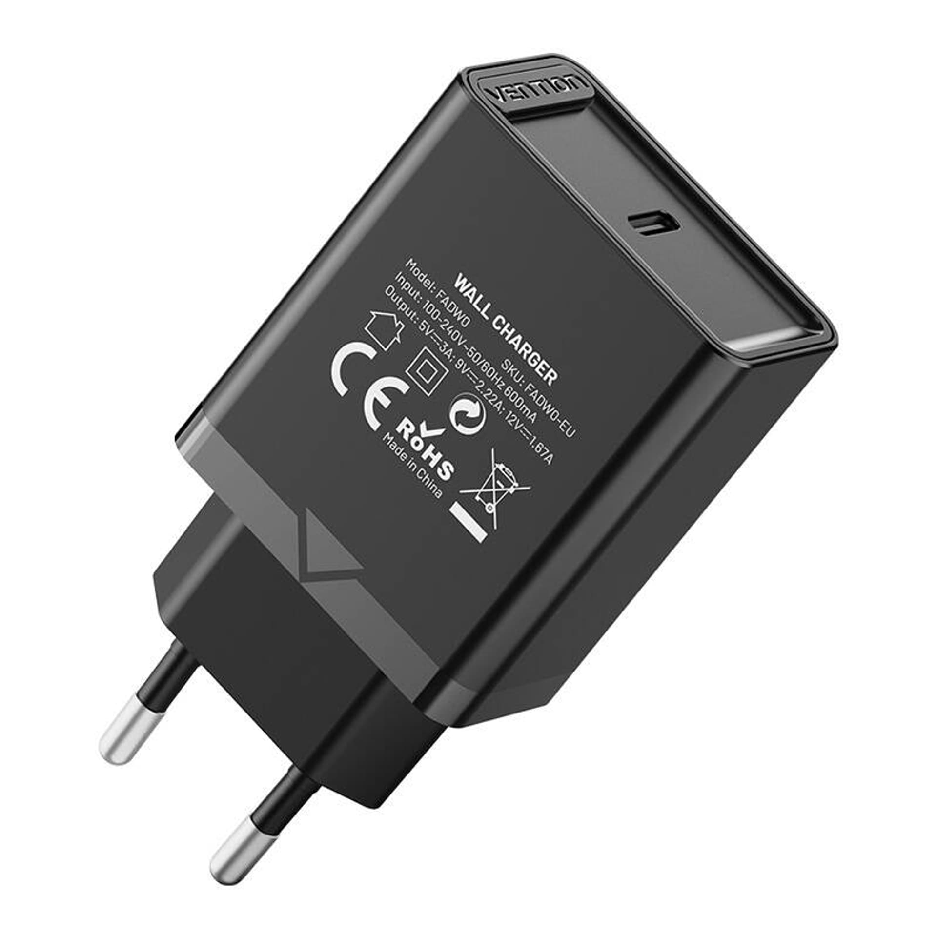 Ładowarka sieciowa USB-C Vention FADB0-EU 20W czarna