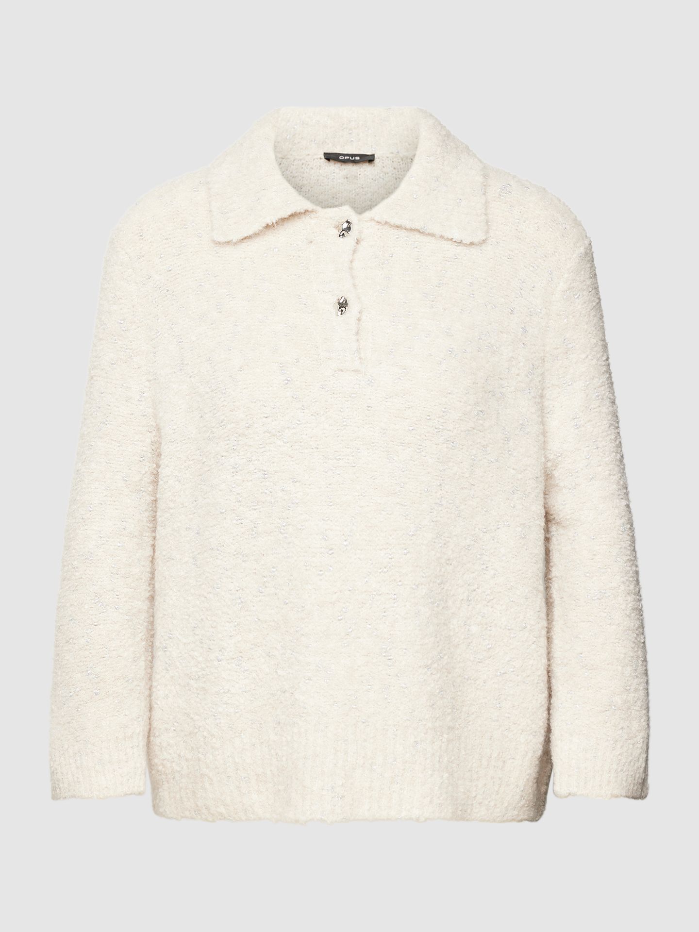 Sweter z dzianiny z wykładanym kołnierzem model ‘Pukle’