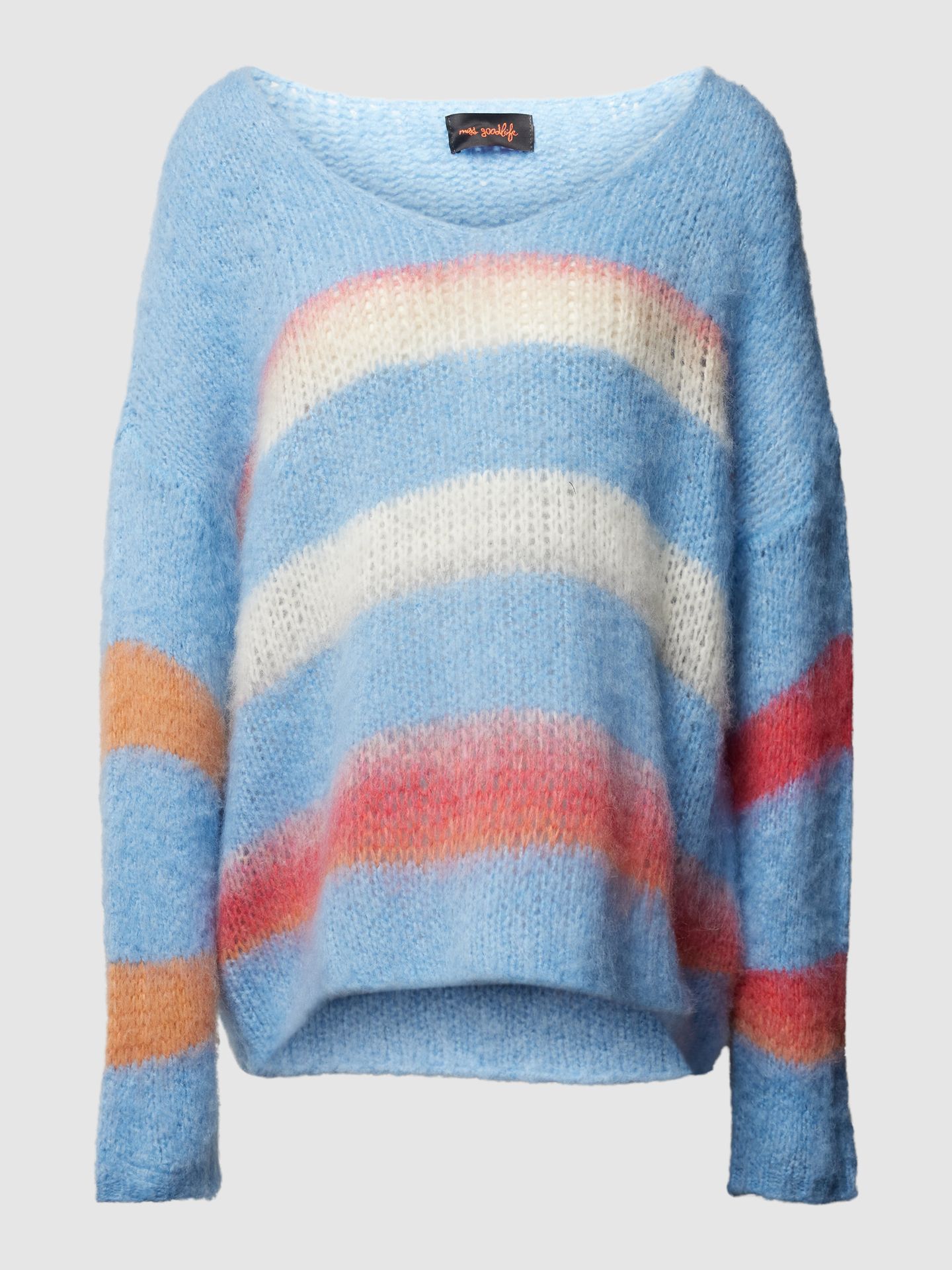 Sweter z dzianiny o kroju oversized z mieszanki wełny ze wzorem w paski
