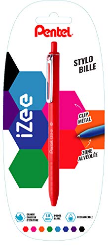 Pentel IZee długopis, wysuwany, z metalowym klipsem blister de 1 czerwony
