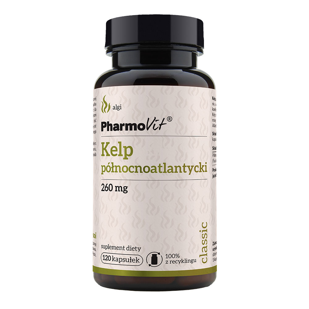 Pharmovit Kelp północnoatlantycki 260mg 120 kapsułek Pharmovit morszczyn pęcherzykowaty Fucus vesiculosus PV125