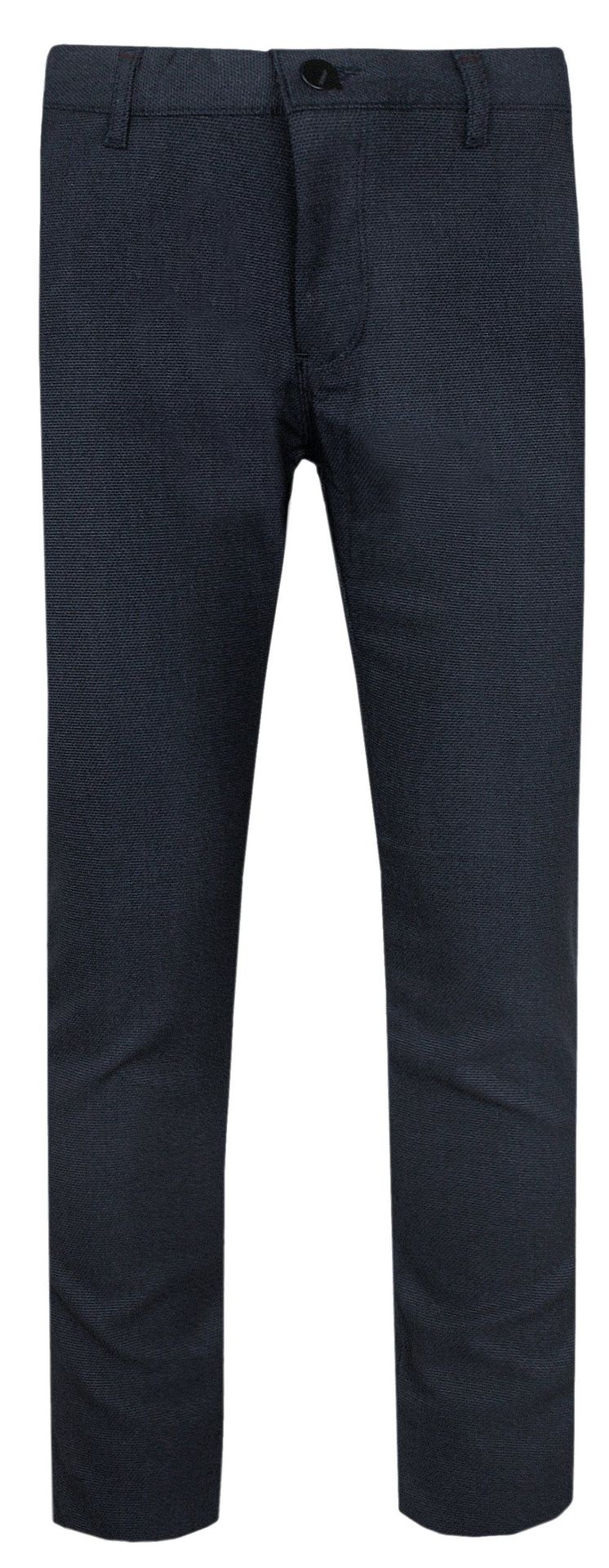 Eleganckie Męskie Spodnie, Zwężane (Slim Fit)  RIGON - Grafit z Granatem - Rigon