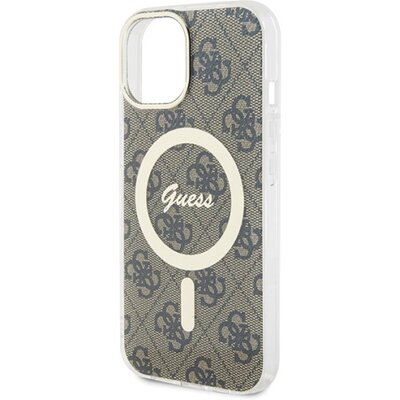 Etui GUESS Hardcase 4G Magsafe do iPhone 15 6,1 cala Brązowy GUHMP15SH4STW