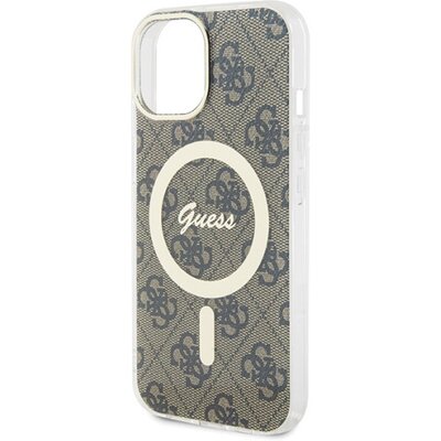 Etui GUESS Hardcase IML 4G Magsafe do iPhone 15 Pro 6,1 cala Brązowy GUHMP15LH4STW