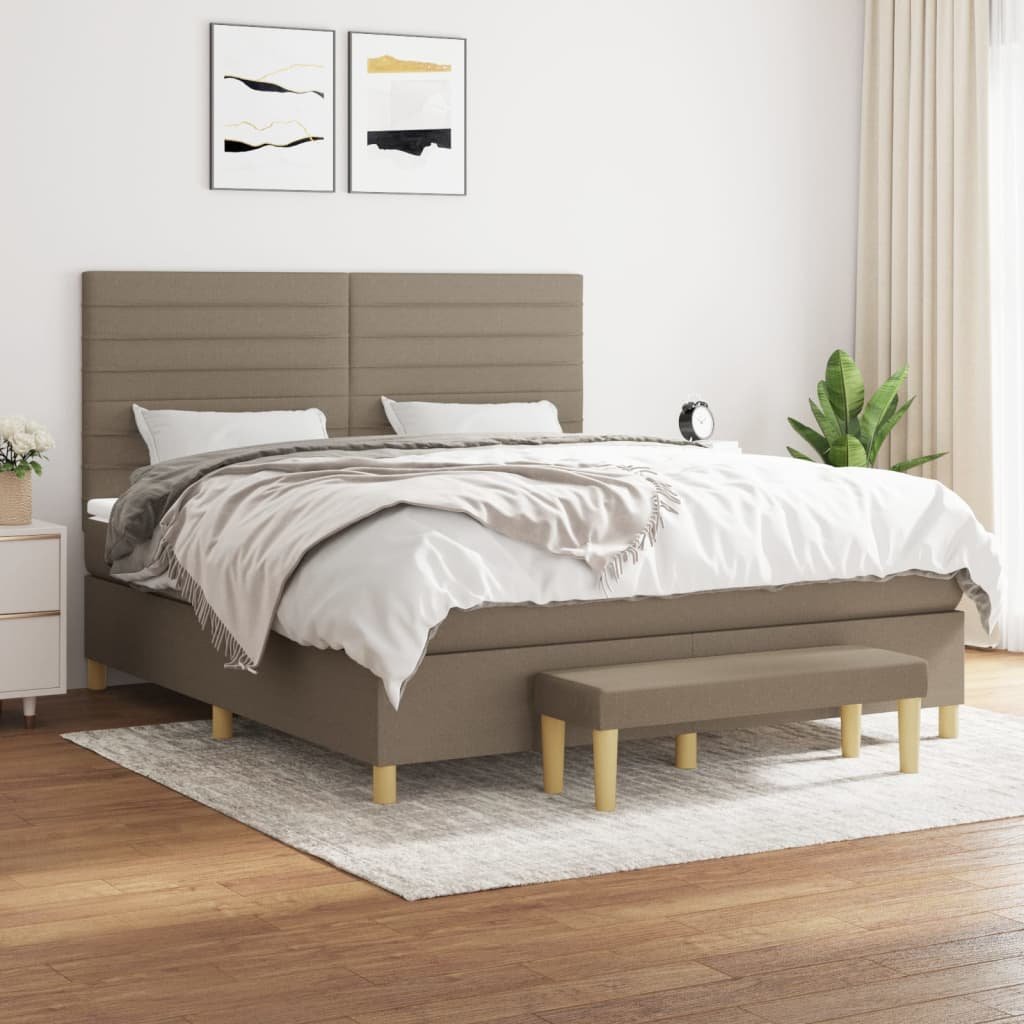 Łóżko kontynentalne z materacem, taupe, tkanina, 160x200 cm Lumarko!