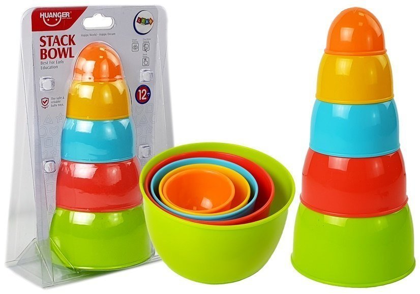 Piramidka Kubeczki Układanka Zręcznościowa dla Malucha 5szt Import LEANToys