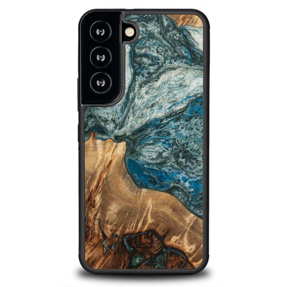 Etui z drewna i żywicy na Samsung Galaxy S22 Bewood Unique Planeta Ziemia - niebiesko-zielone