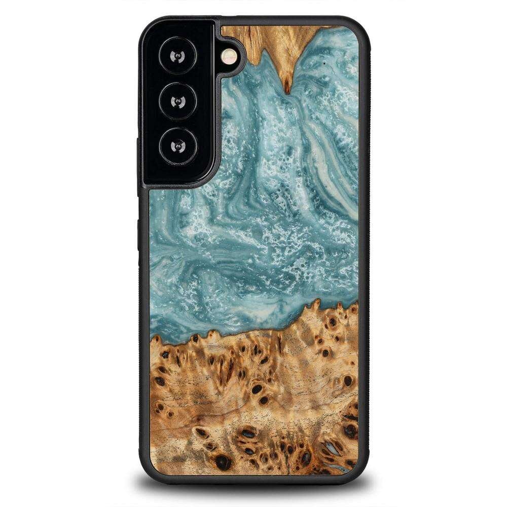 Etui z drewna i żywicy na Samsung Galaxy S22 Bewood Unique Uran - niebiesko-białe