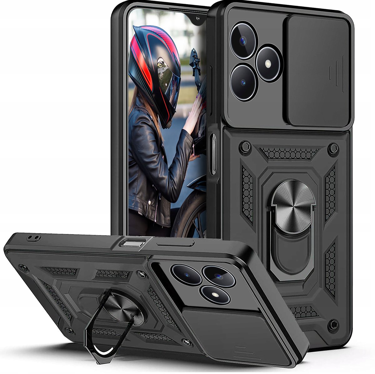 Etui Do Realme C53 | C51 Slide Ring Case Pancerne + Szkło 9H