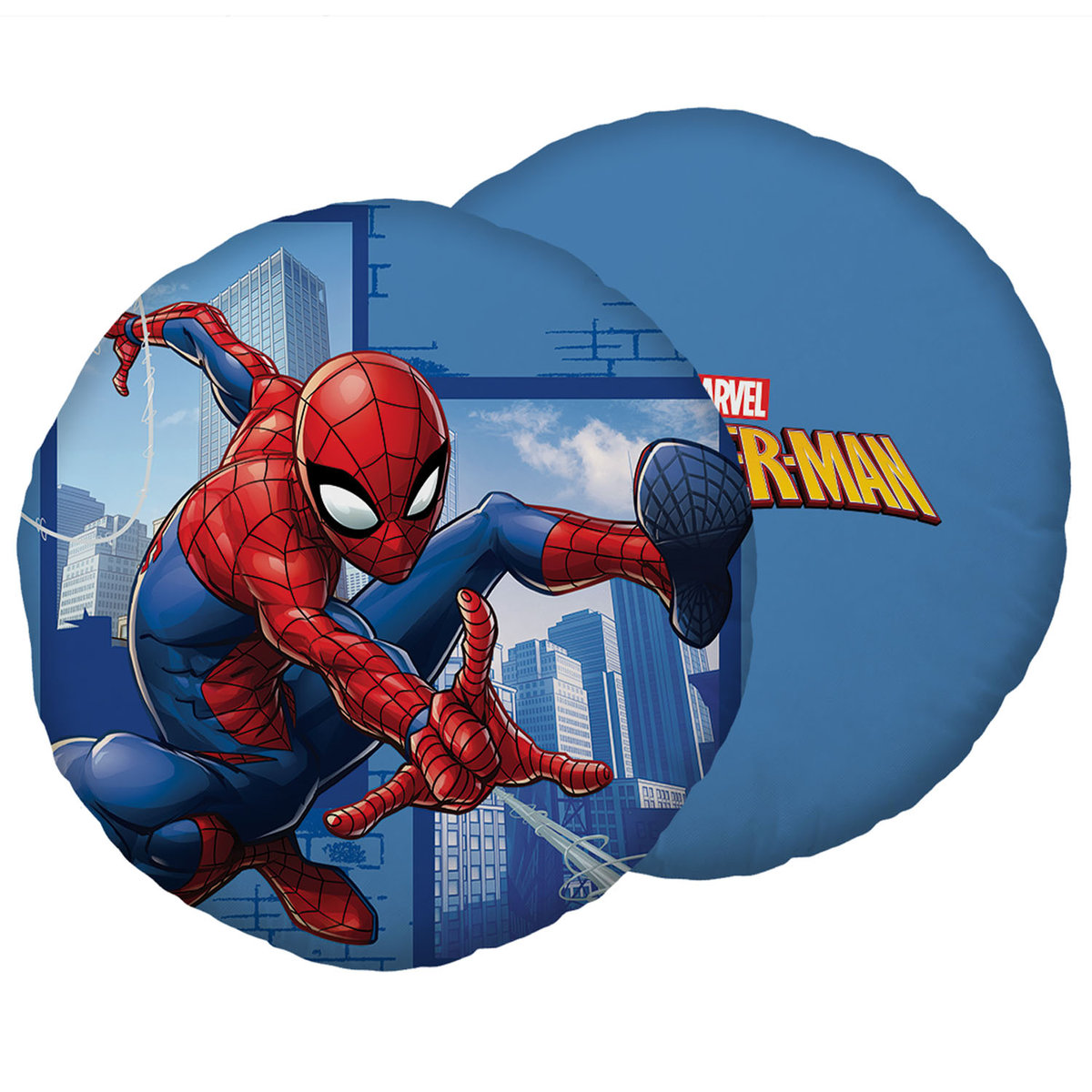 Poduszka dla dziecka Spiderman dla chłopca niebieska okrągła 40x40